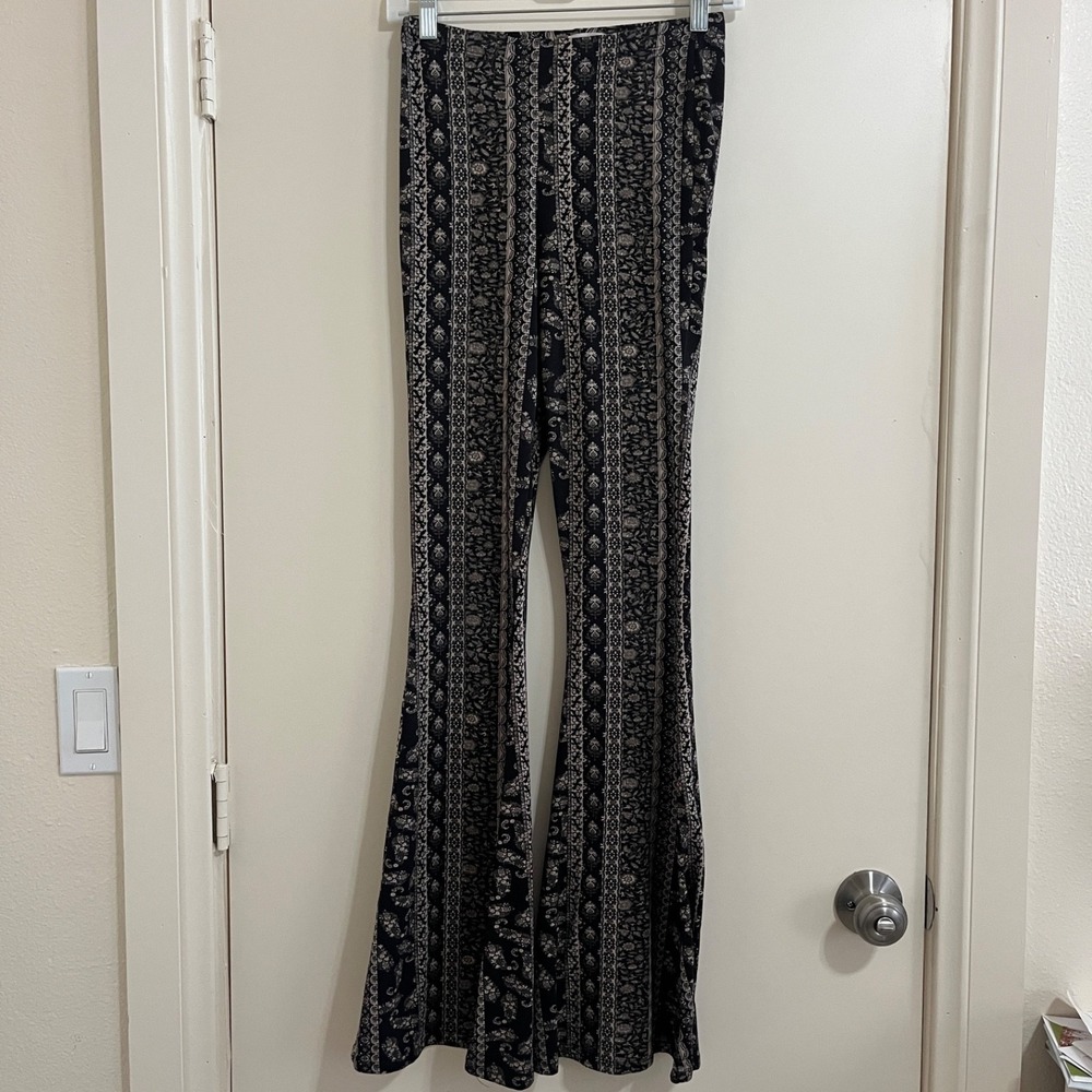Floral Paisley Flared Bell Bottom‎ Stretch Pants Small Boho Hippie Festival Y2K